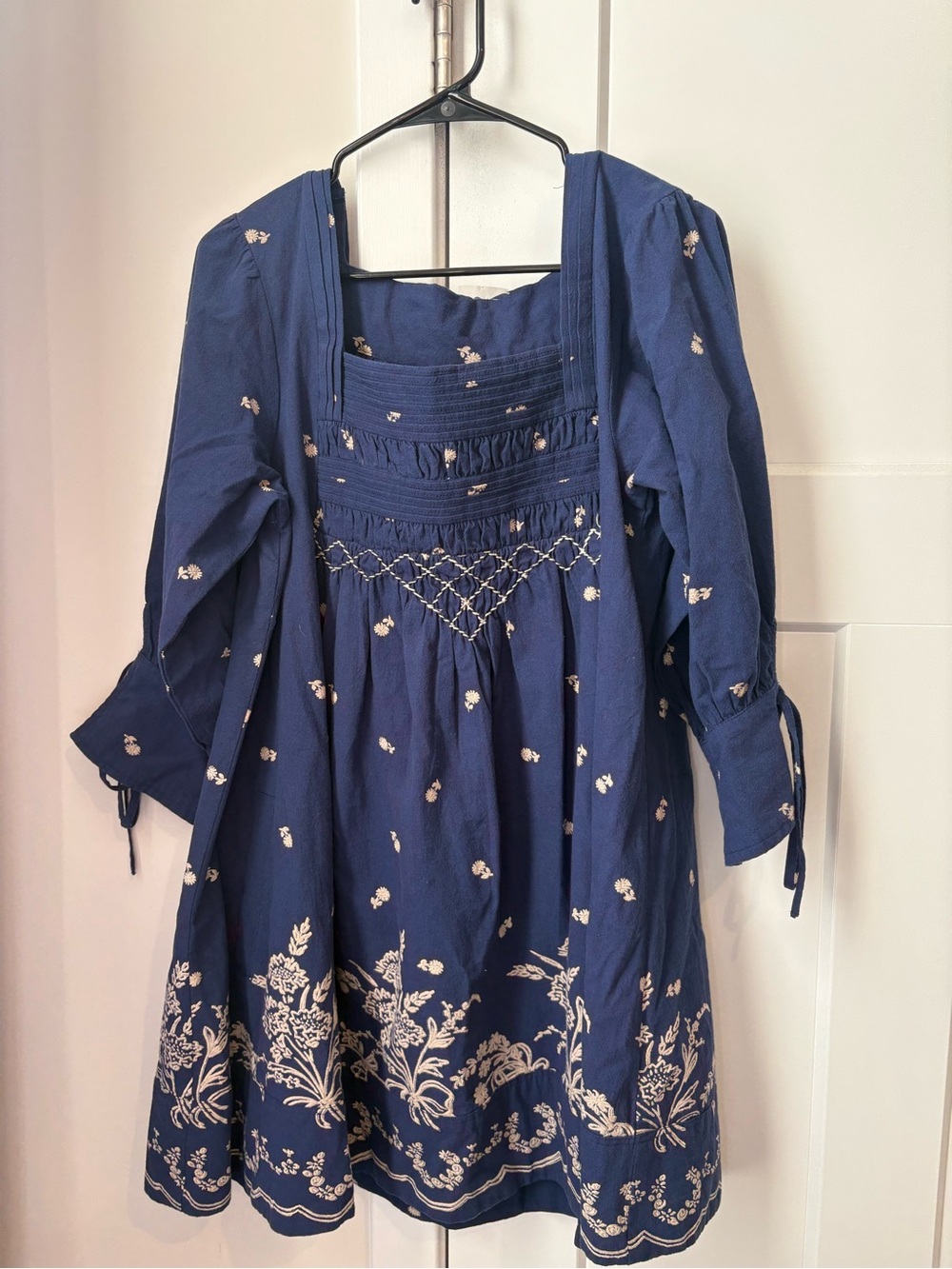Free People Sonora Printed Mini Dress Navy Blue Medium - Picture 2 of 16